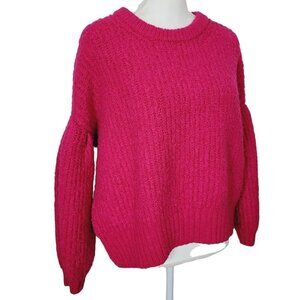 A New Day Drop Shoulder Sweater Sz XL Pink Heavyweight Thick Puff Sleeve VGC